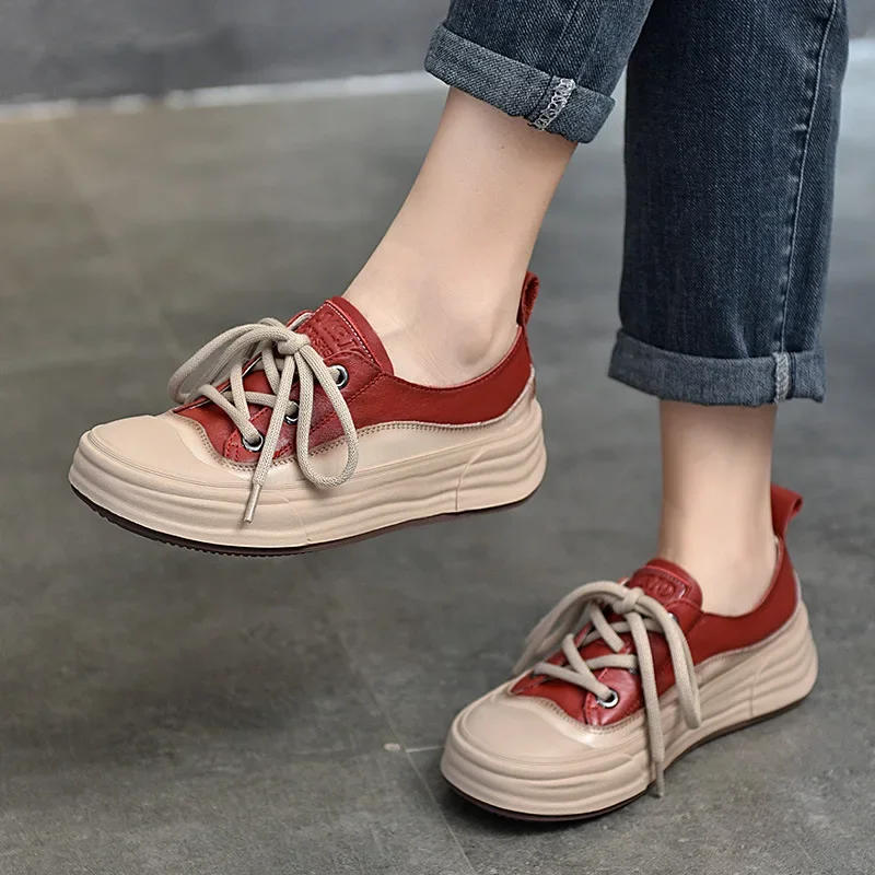 Koznoy теннисные женские 4 см из натуральной коровьей платформы на танкетке удобные