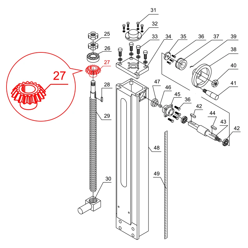 Коническая шестерня для фрезерного станка WMD20V-27 WMD25VL WM16 BFM20 HK20 KF25D BF25 WM18 HK25L 700WQV