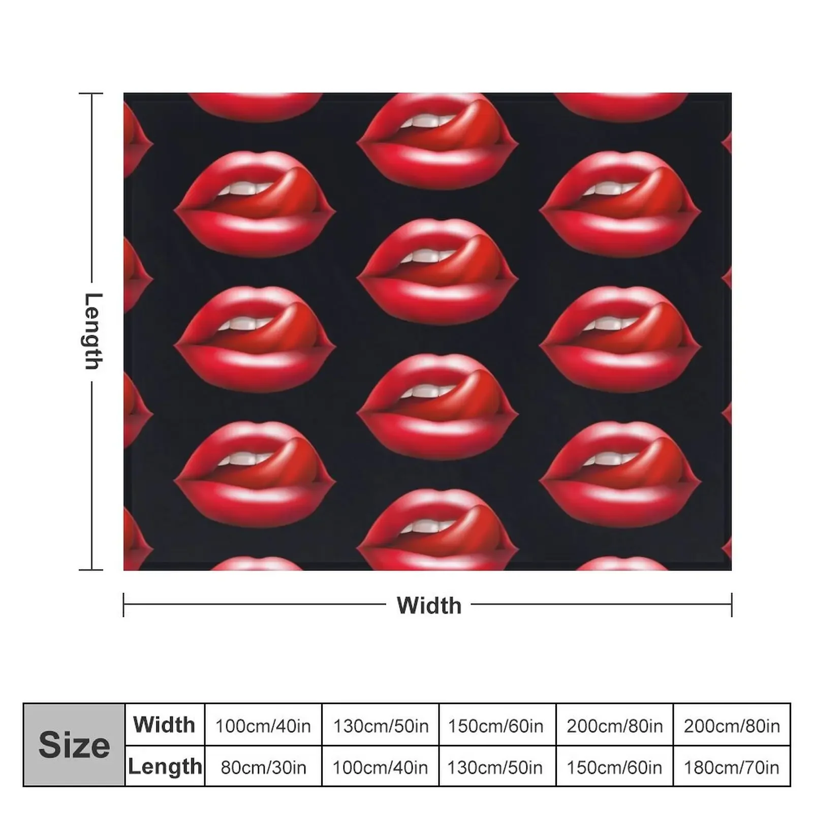 Одеяло с красными губами и языком многофункциональное детское декоративное
