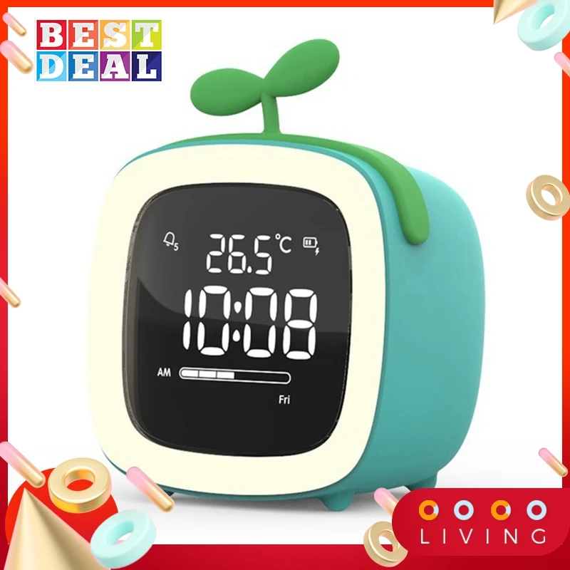 

Cut Digital Alarm Clock Cartoon Night Light Desk Alarm Clock Rechargeable Battery Christmas gift for Kids