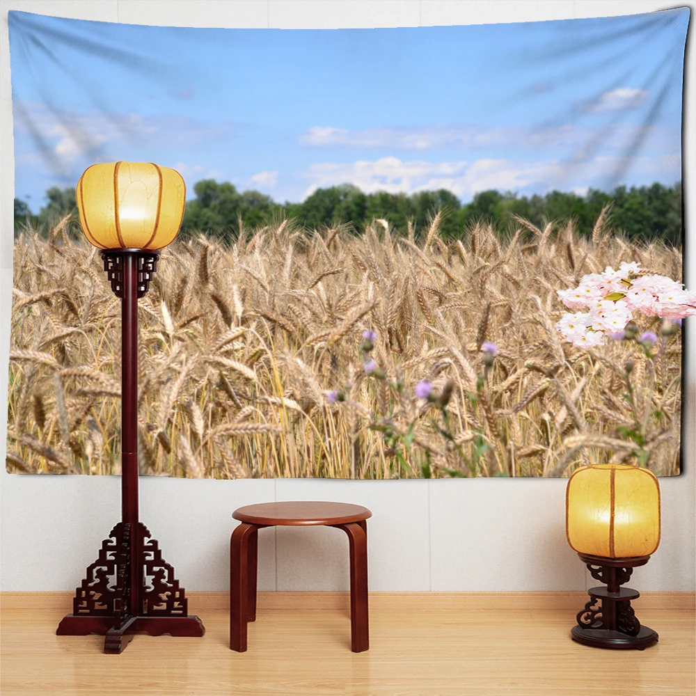 Пейзаж пшеничное поле гобелен настенный хиппи ТАПИС Стиль Бохо таинственный