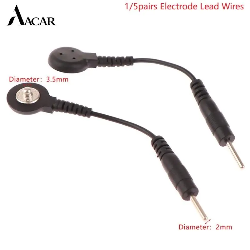 

1/5Pairs Electrode Lead Wire Connecting Cables Plug 2.0mm Snap 3.5mm Male Connector Cable Use ForTens/EMS Massage Machine Device