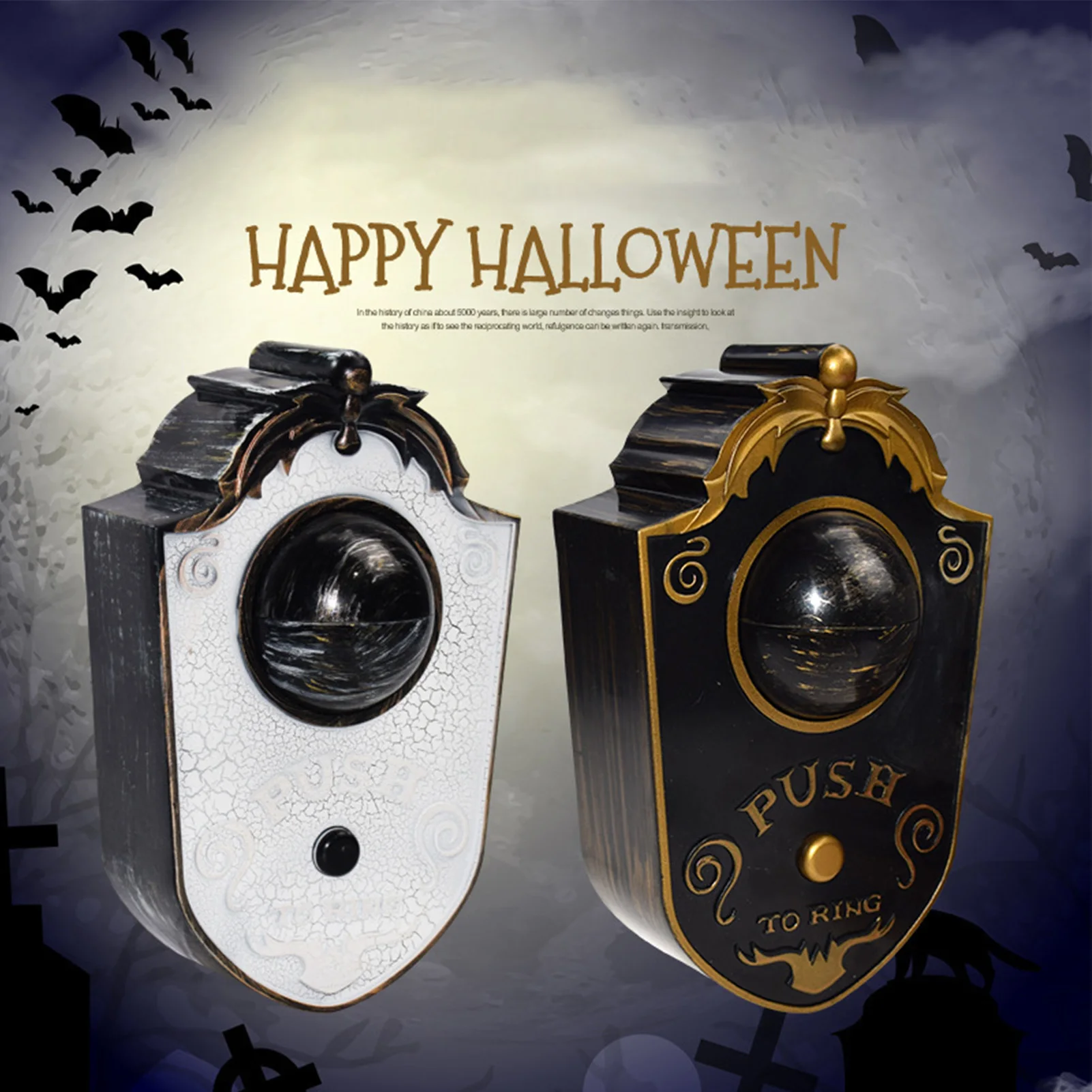 

Realistic Halloween Doorbell with Spooky Sounds Glow in the Dark Animated One-Eyed Doorbell Haunted House Scary Prop Decoration