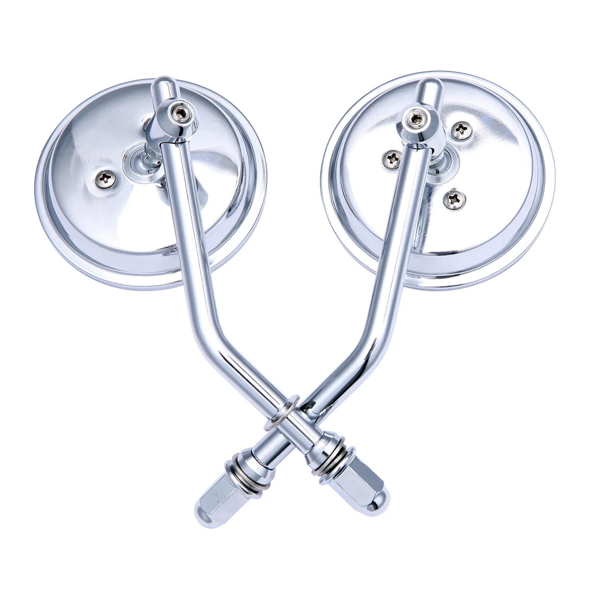 Черное/хромированное мотоциклетное зеркало с коротким стержнем 8 мм 3 дюйма