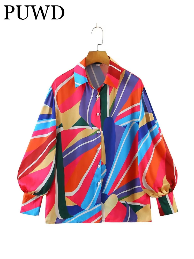 

PUWD Women Silken Face Girly Holiday Elegant Sweet Beauty Street Style Comfortable And Loose Leisure 2022 Summer Female Shirt