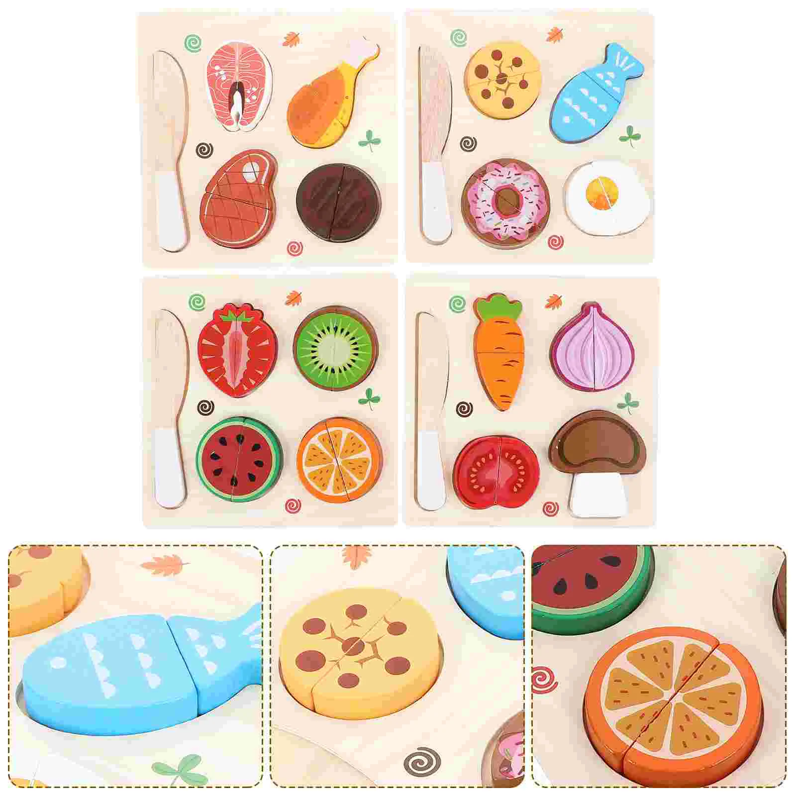 

4 Set of Wooden Cutting Play Girl Kid Girl Kids Kids Kids Kid Kids Girl Toys For Girls Puzzles Cutting Fruits Vegetables Set
