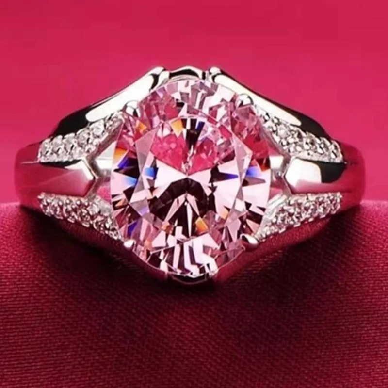 

Trendy New Arrivals Fashion Pink Oval AAA Cubic Zirconia Rings for Women White Color Party Jewelry