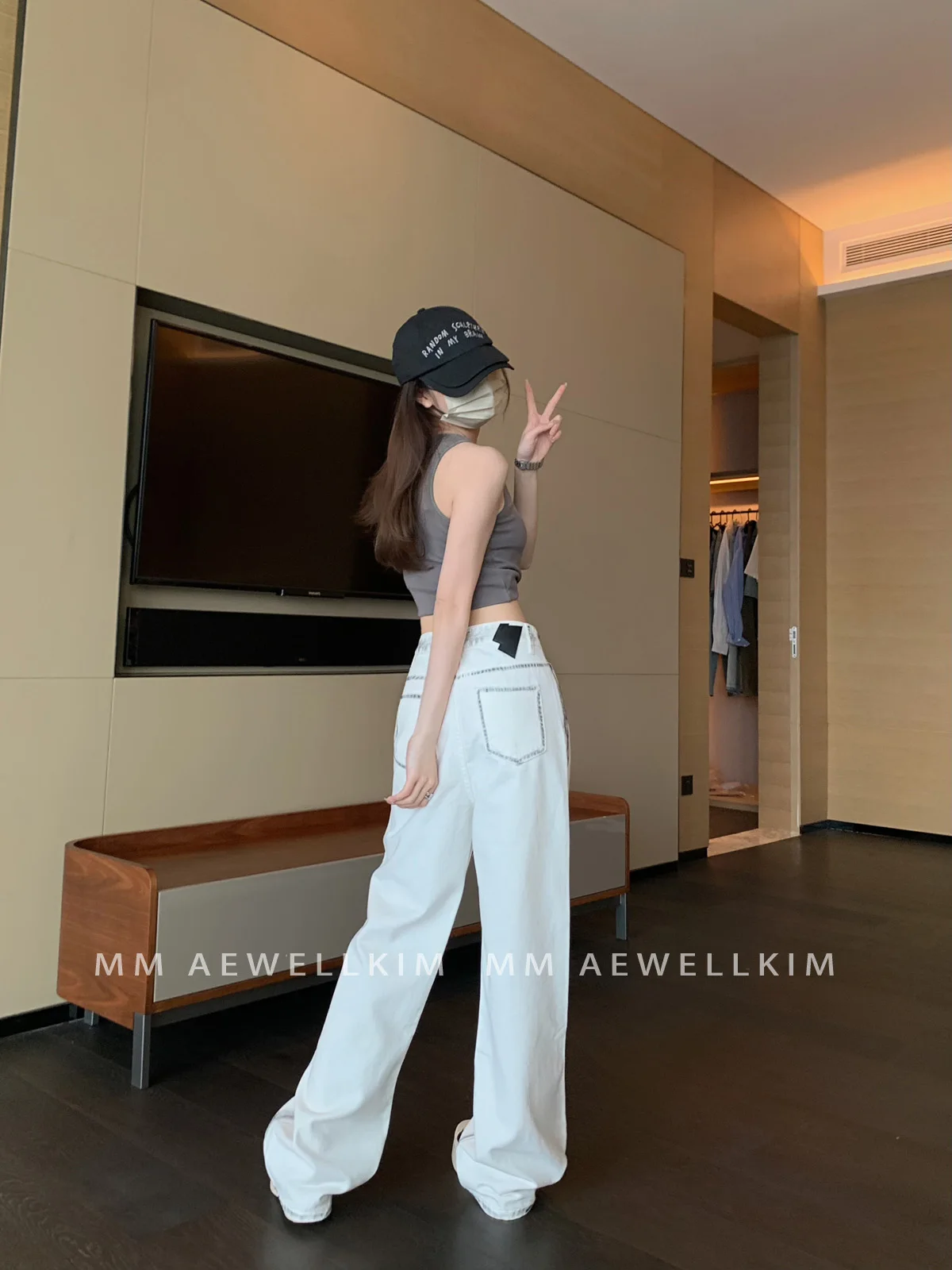 ADER ERROR jeans niche design sense tide brand jeans men and women wide leg pants high waist tie-dye skinny pants tide