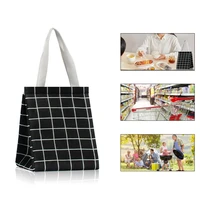 reusable white checked bento bag thickened aluminum foil picnic insulation bag student office worker lunch bag multicolor