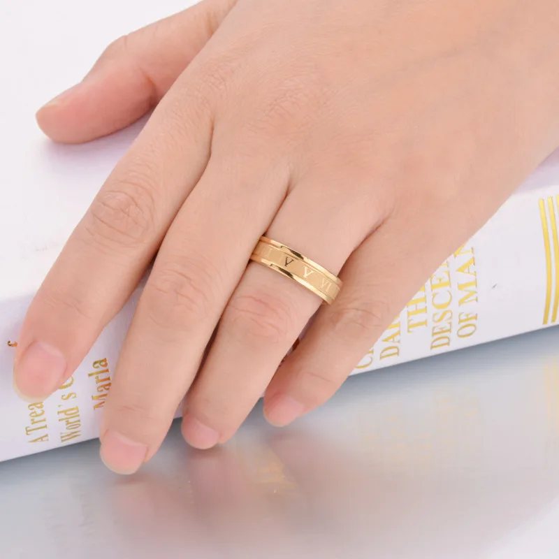 Панк-кольцо из нержавеющей стали римские цифры ювелирные изделия титановой