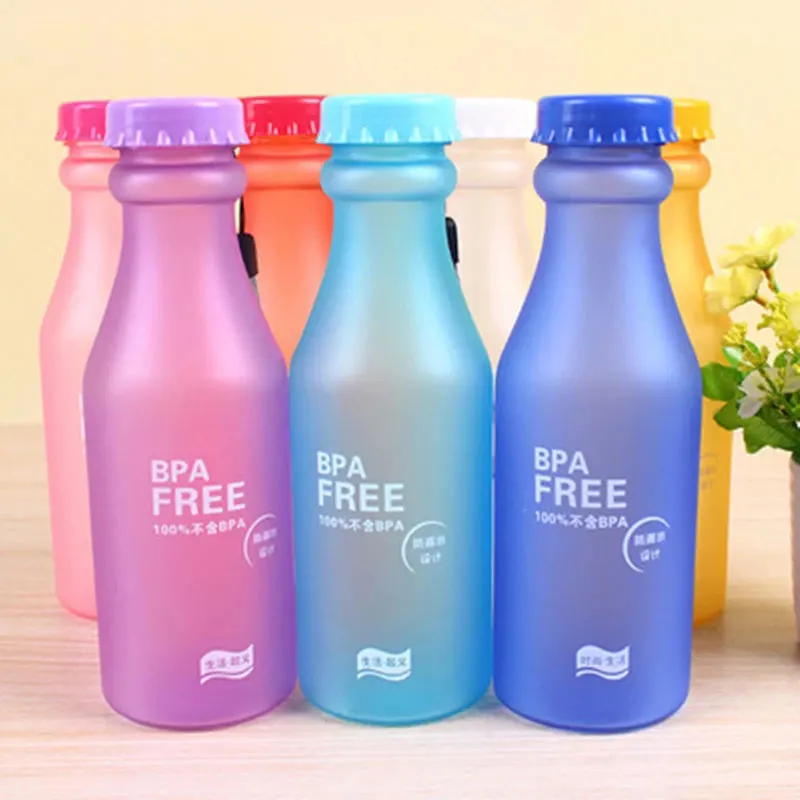 

Candy-Colored Water Bottle Frosted Leak-proof Plastic Portable Non-breakable Soda Bottle Sealed Water Cup Beverage Water Bottle
