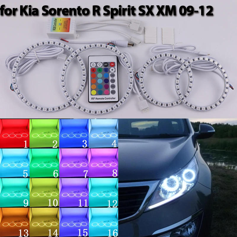 

Halo Ring Angel Eyes RGB multi-color Remote Control LED for Kia Sorento R Spirit SX XM 2009-2012 Headlight Car Accessories