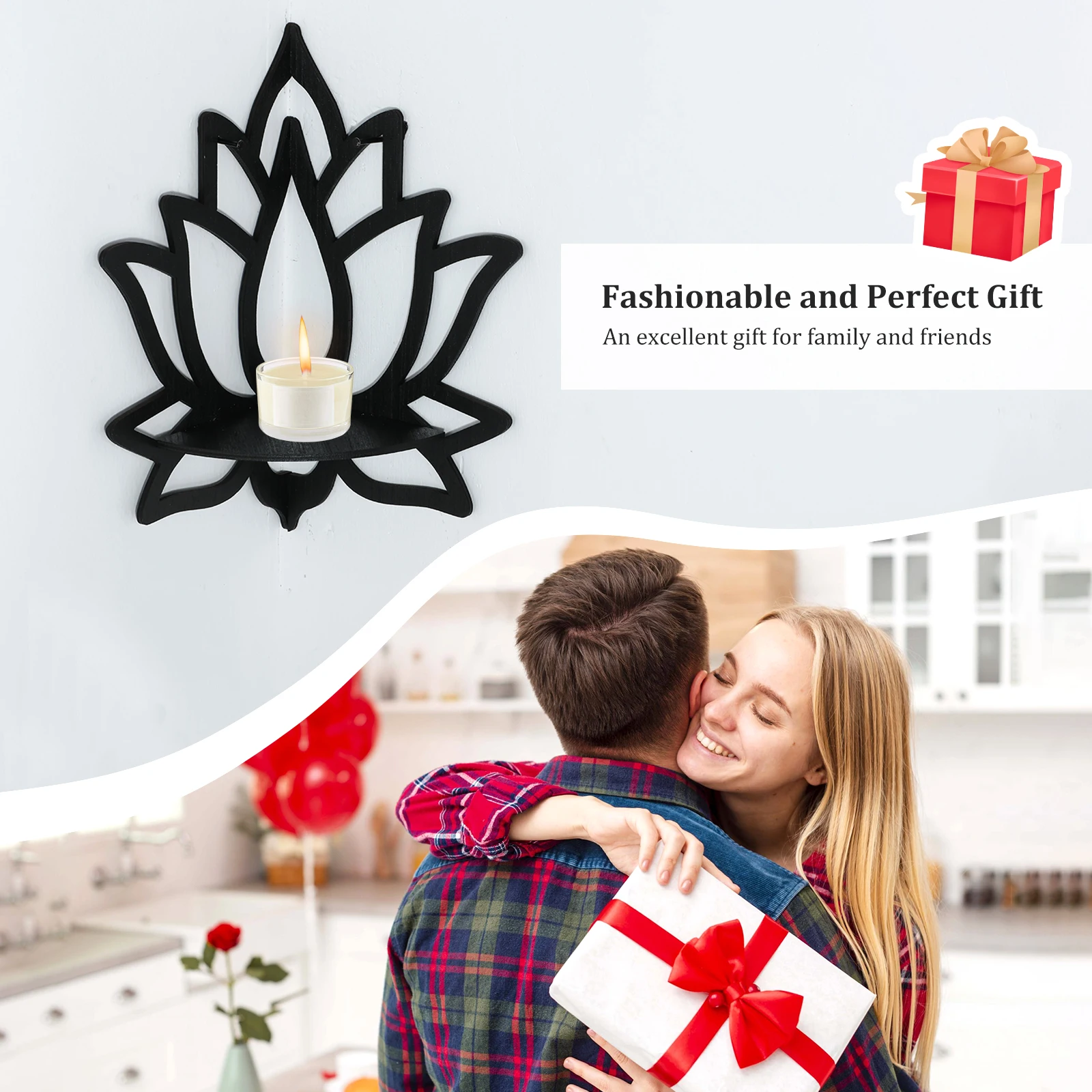 Угловая деревянная полка с цветами лотоса