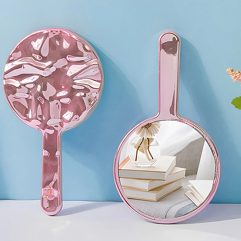 Портативное круглое косметическое зеркало мини-ручное настольное для макияжа