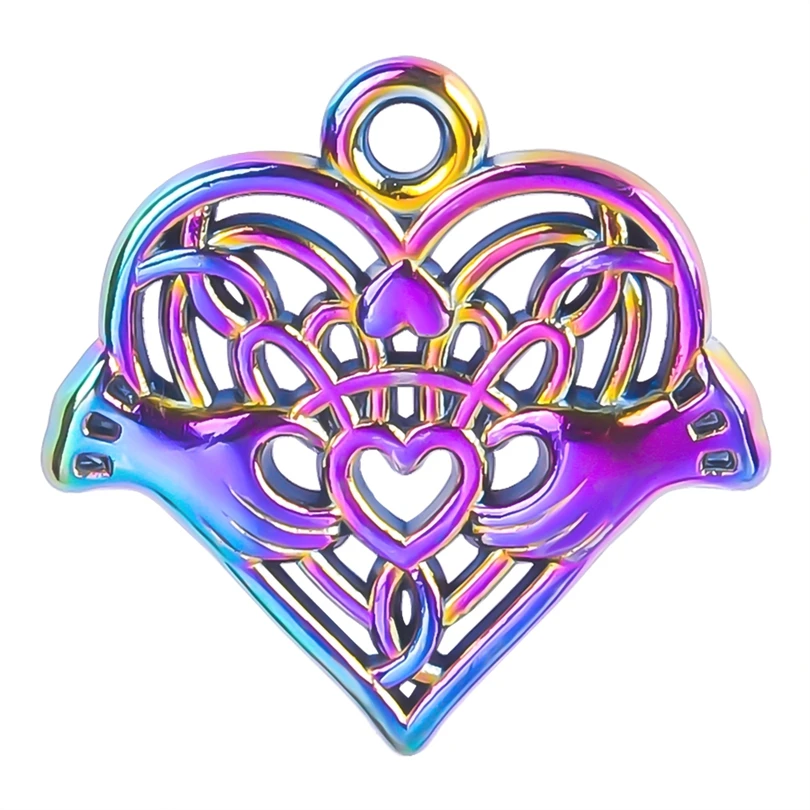 

10pcs Hollow Two Hands Hearts Charm Steampunk Charms For Jewelry Making Supplies DIY Girl Accessories Vintage Pendant Materials
