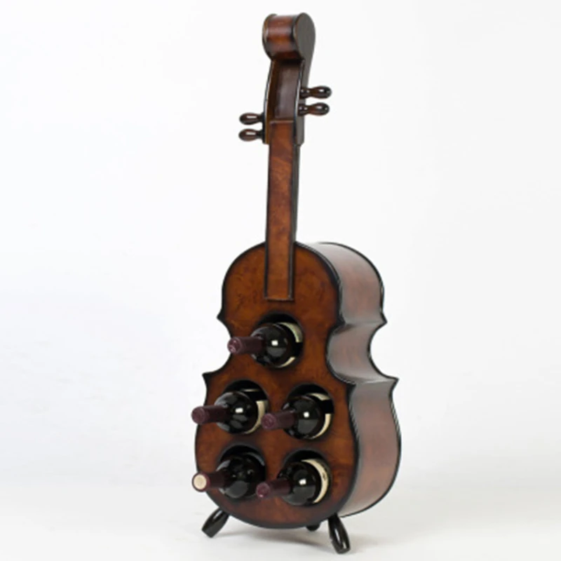 

Solid wood creative violin red wine rack handicraft ornaments