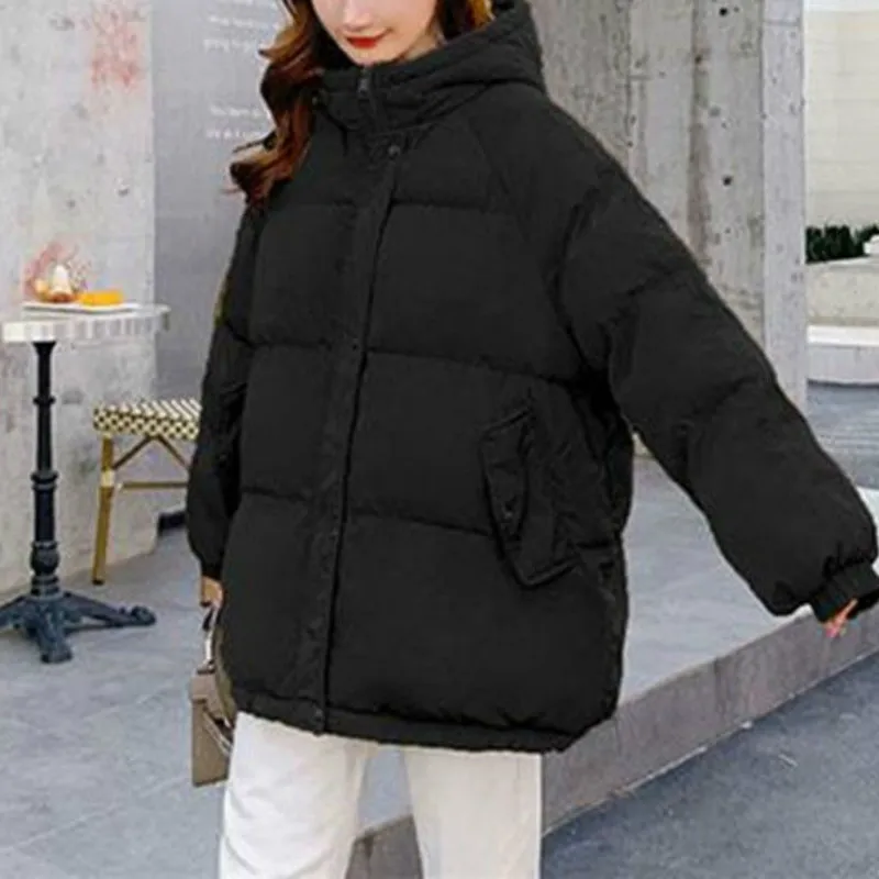 New Women Winter Coat Warmth Hooded Solid Jacket Down Cotton Short Loose Parkas Korean Female Casual Cotton-padded Outwear 2020