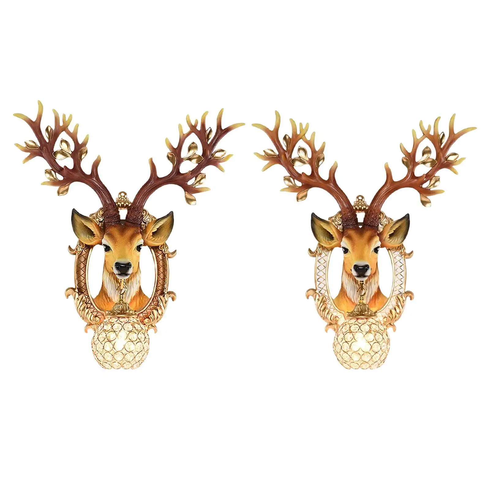 

Nordic Antler Sconce Antler Lamp Crystal Lampshade Fixture Deer Wall Lamp for Loft Porch Entryways Hallway Kitchen