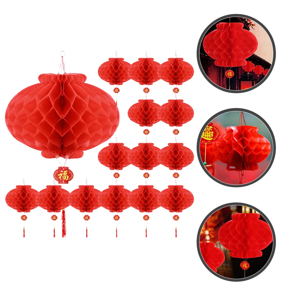 

Lanterns Chinese New Year Red Lantern Spring Festival Paper Ornament Decoration Decorative Foldable Fortune Festive Hanging