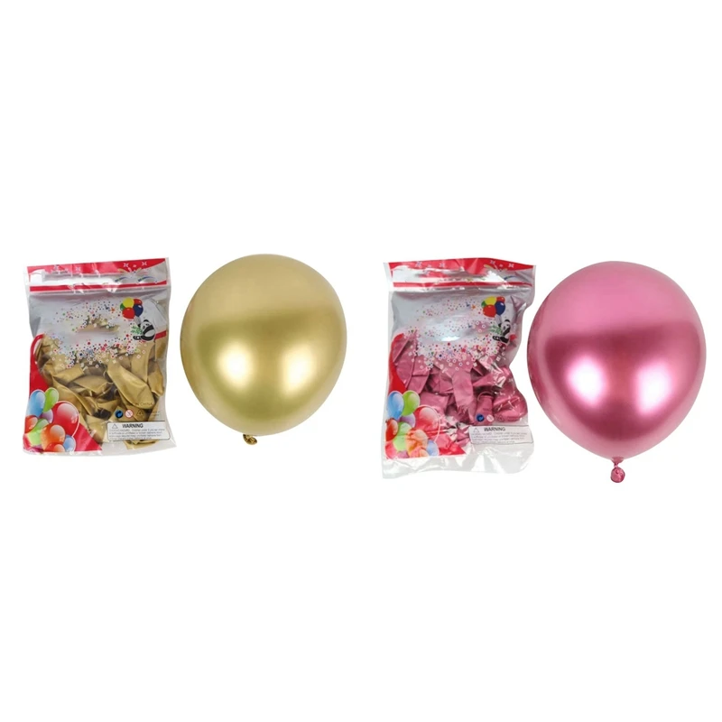 

100 Pcs 10 Inch Metallic Latex Balloons Glossy Metal Pearl Balloon Globos For Party Decor, 50 Pcs Gold & 50Pcs Red