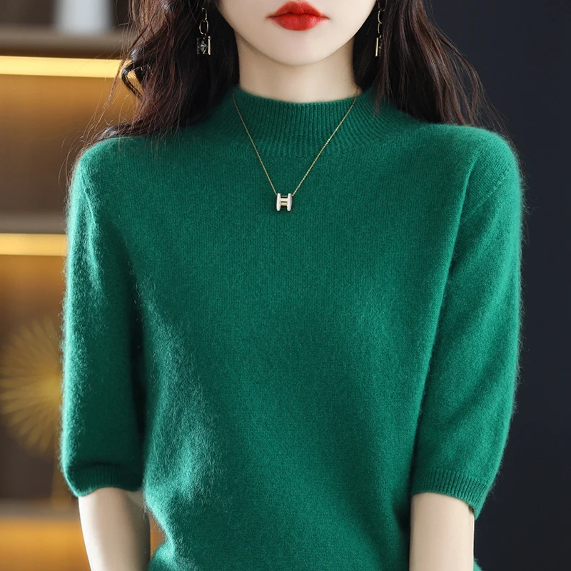 

First line Ready to Wear Cashmere Sweater Knitted Women 100% Pure Wool 2022 Spring Five Quarter Sleeve Fashionable Pullover Thin