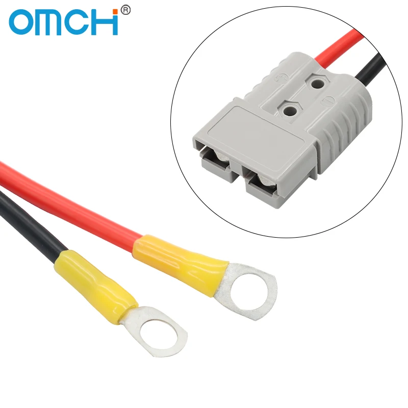 Фото OMCH 50A 12AWG/120A 8AWG двухполюсный сильноточный штекер 600 В с силиконовым кабелем 30 см для зарядки аккумулятора электромобиля №3