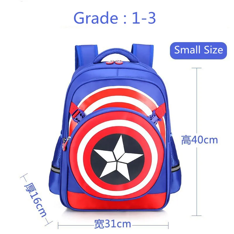 Disney New School Bags For Boys Captain America Primary Student Shoulder Orthopedic Backpack Large Capacity Grade 1-6 Mochila