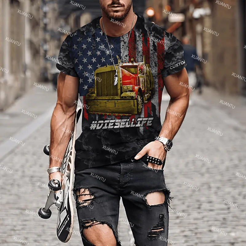 

Truck Graphic 3D Printed Men's T-Shirt For Men Summer Tops Short Sleeve Crewnack Fashion Casual Oversized Tee Shirts Street