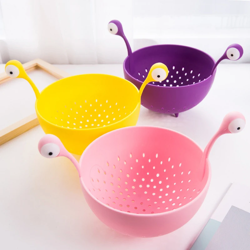 

Ins Monster Drain Basket Fruit Vegetable Washing Basket Strainer Colander Collapsible Drainer Storage Tool Kitchen Accessories