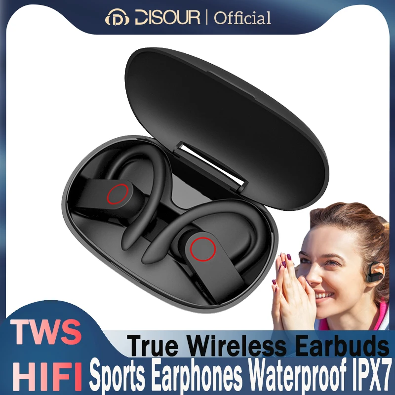 

TWS Earhook Sports Wireless Earphone Bluetooth 5.0 Headset IPX7 Waterproof Headphone HD Call Hi-Fi Stereo Music Earbuds with Mic