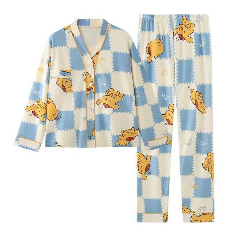 

Пижама с длинным рукавом и V-образным вырезом, осень