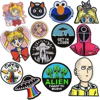 anime one punch man embroidery patches clothes patch cute sailor moon patch alien diy clothing decoration circle patches