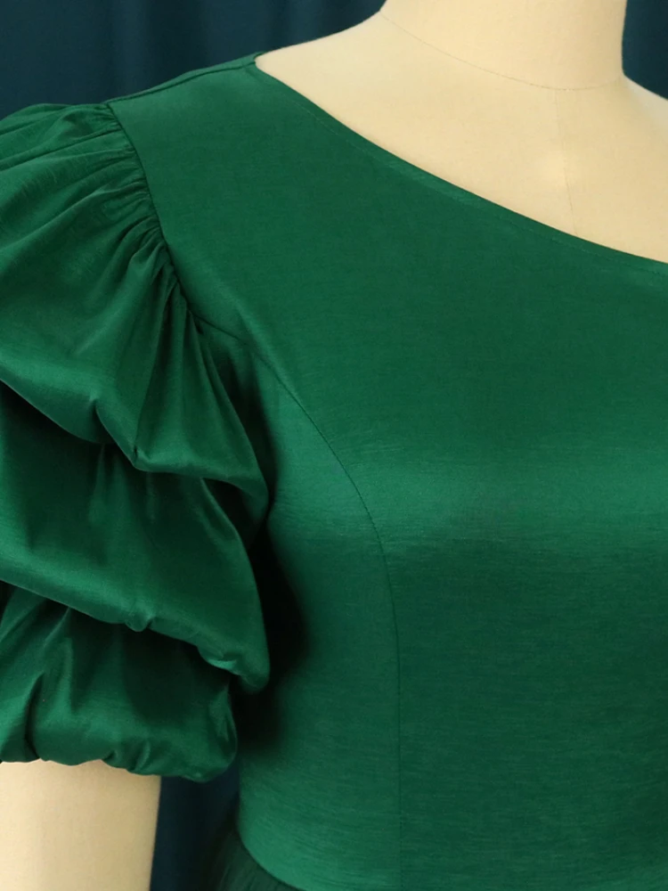 Женский комбинезон с высокой талией AOMEI зеленый блестящий Облегающий пышными