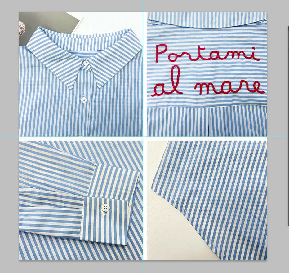 Saint Barth Ретро женская полосатая рубашка Модная новая Топ Молодежная повседневная