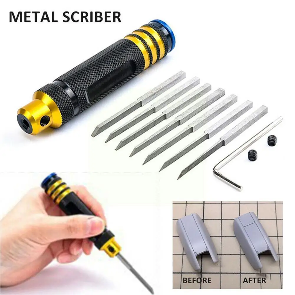 

1 Set Prime Model Scriber With Blade Gundam Resin Carved Scribe Line Cutting Tools Chisel 7 Replace Blades For Rc Car Airpl Y9o6