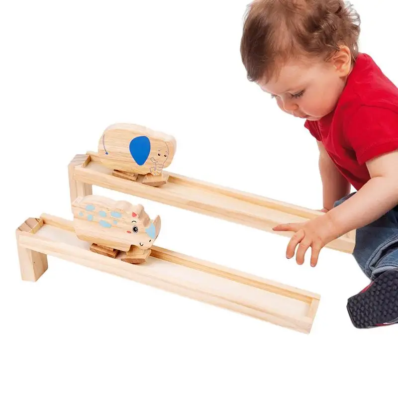 

Wooden Track Toy Safe Portable Wooden Building Blocks Toys Solid Multifunctional Race Slide Track Playset STEM Educational