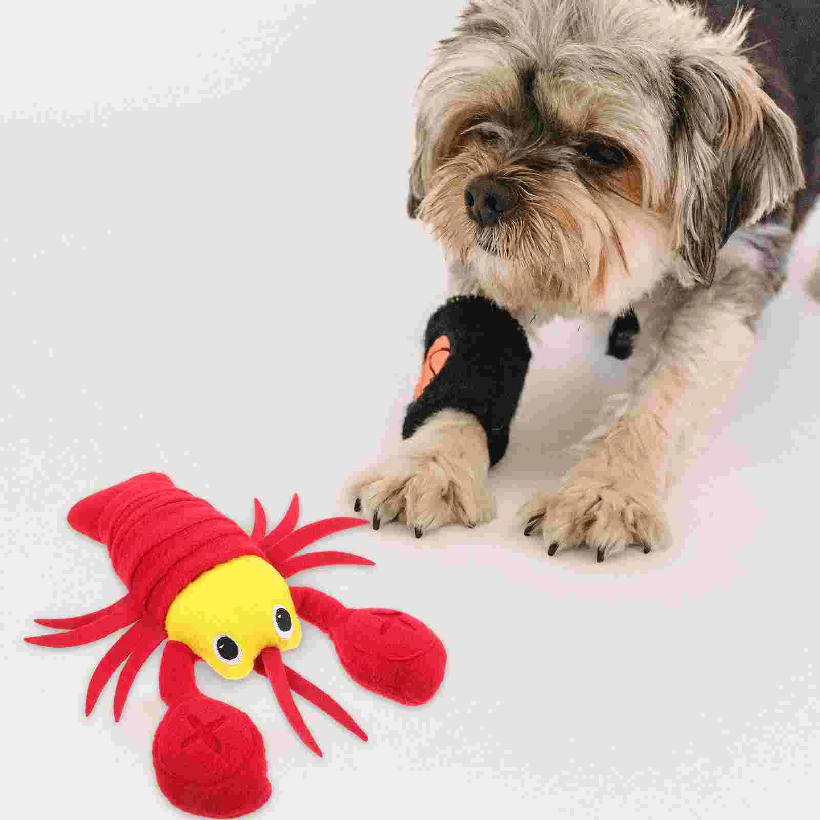 

Squeaky Dog Toy Dog Plush Toy Stuffed Crayfish Shape Toy Teeth Cleaning Plaything