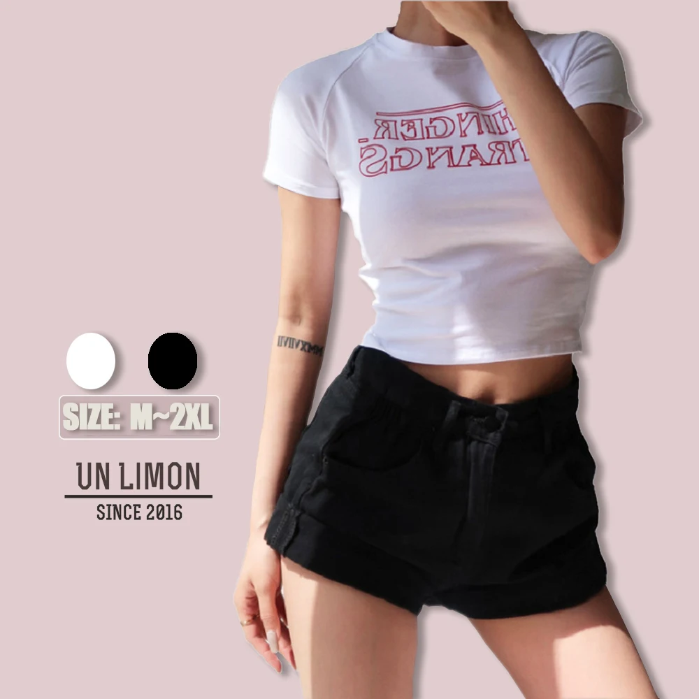 

UNLIMON Women Tshiirt Short Sleeve Round Neck Crop Top