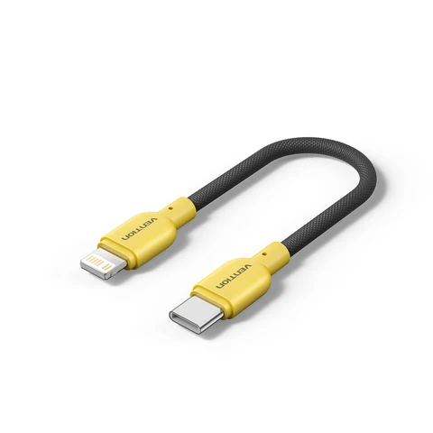 Короткий кабель USB Type C Vention 17 см, 3A, 27 Вт, кабель Lightning для iPhone 14 13 12, кабель Power Bank, кабель для быстрой зарядки данных
