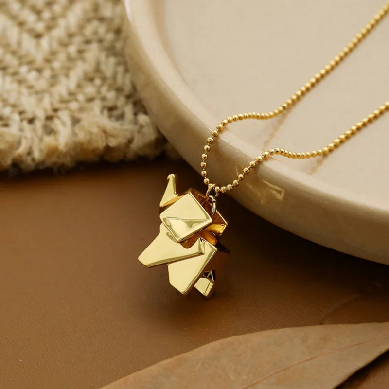 

Ожерелье с бумажным слоном для женщин, ожерелье из нержавеющей стали с золотыми животными для детей, милые ювелирные изделия для девочек-по...