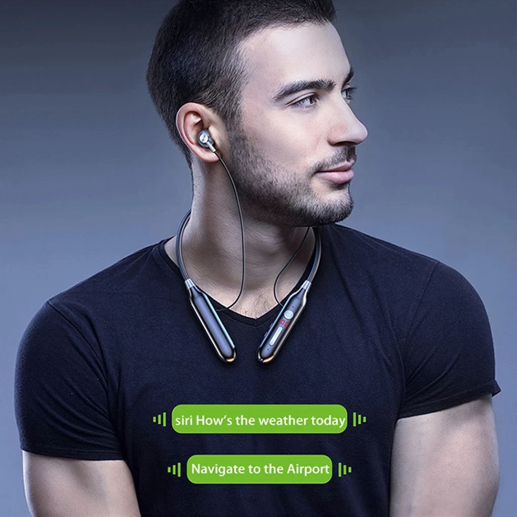 

Подвесные наушники с креплением на шею, Bluetooth-совместимая гарнитура, перезаряжаемые портативные наушники, время работы 100 часов, гарнитура г...