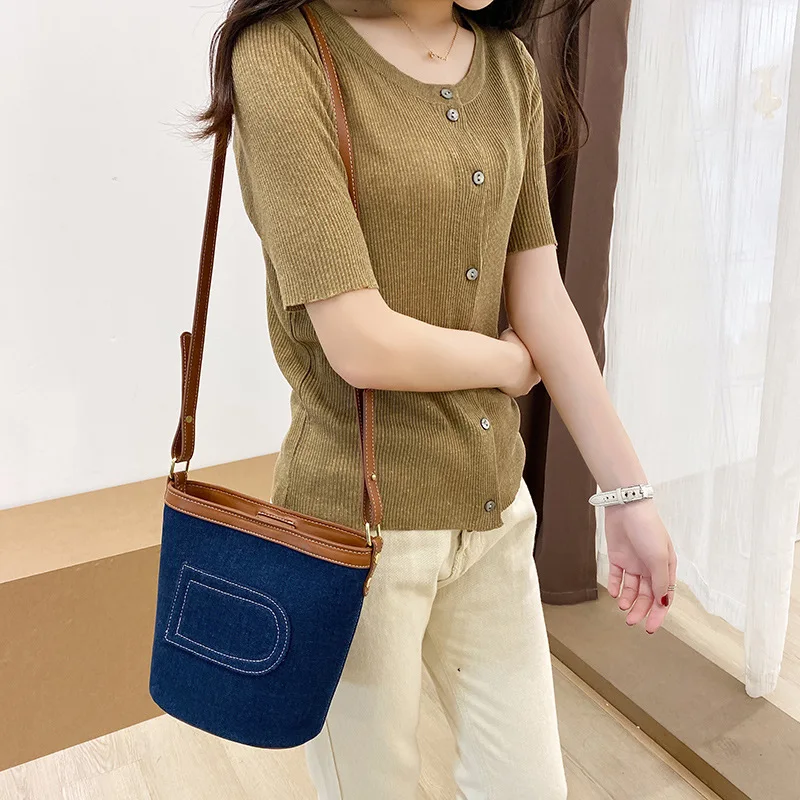 

Women's Bag Denim Bag Canvas Bucket Bag Summer Shoulder Messenger Bag