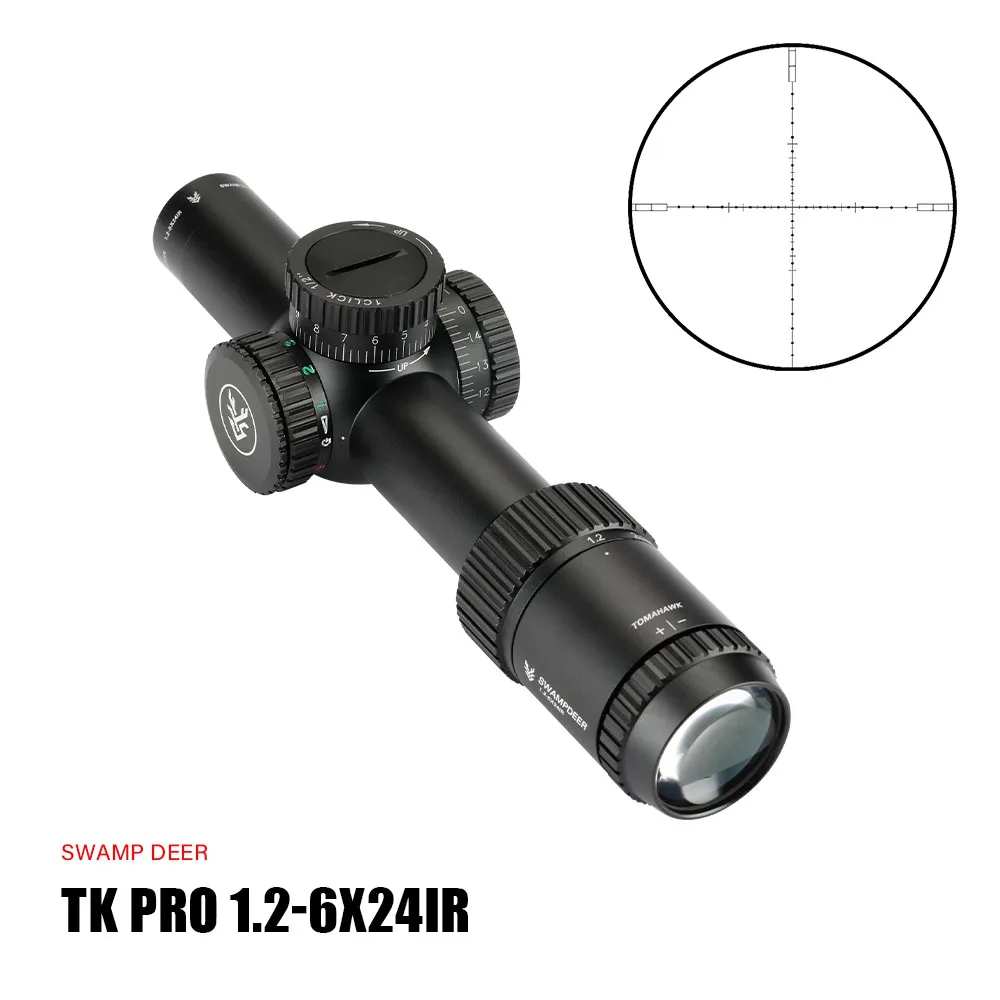 

SWAMP DEER TKPRO 1.2-6X24 IR Riflescope Optics Sight Green Red Cross Illuminated Hunting Rifle Scopes Airsoft Air Guns