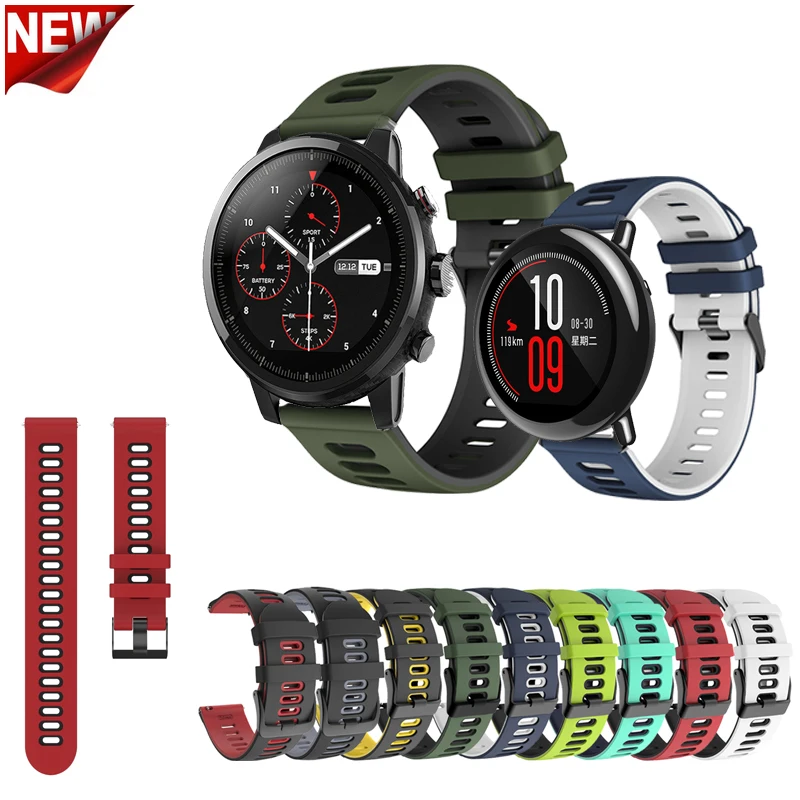 

20mm 22mm Silicone bracelet For Amazfit Pace Stratos 2S/gtr 3 pro/GTS 2 Smart Watch Band Strap For Huawei GT 2 Pro 3 Wristband