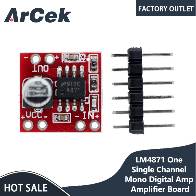 

LM4871 One Single Channel Mono Digital Amp Amplifier Board 3W Small Power Audio Module Speaker Oscillator Driver DC 3V-5V