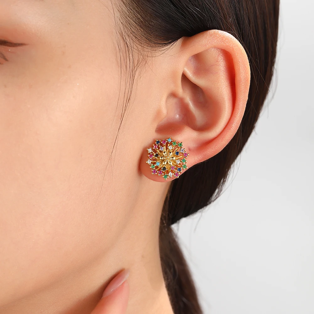 New Fashion Shiny Purple Zircon Heart Stud Earrings Personalized Women Girls Party Wedding Engagement Romantic Jewelry Gift