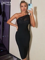 adyce womens black lace bodycon bandage dress outfits sexy one shoulder sequins evening celebrity night club party summer dress