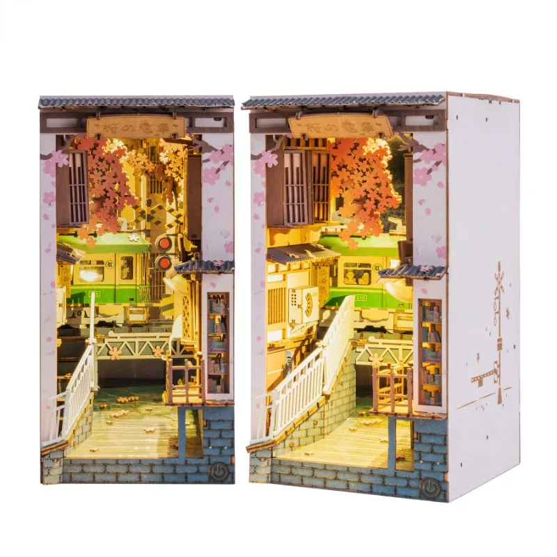 

Book Nooks Series Stories in Books 4 Kinds DIY Wooden Miniature House Furniture Sakura Densya TGB01 Structure Light Puzzle Gift