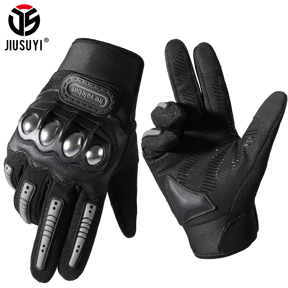 

Cycling Full Finger Glove Anti-Slip Touch Screen Motorcycle Bicycle Racing Off-road Anti-Shock Metal Protective Gloves Men
