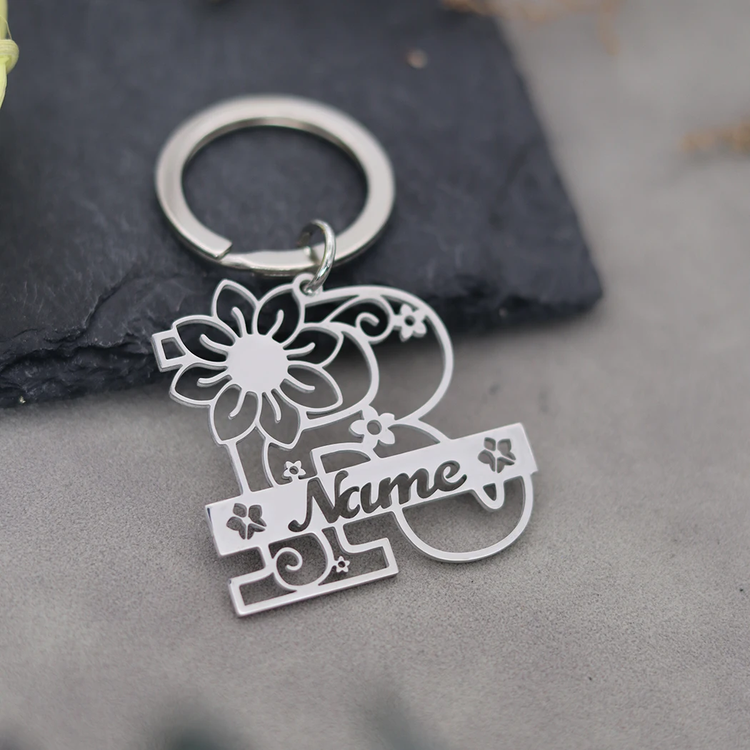 Брелок из нержавеющей стали с надписью и цветком для женщин мужчин